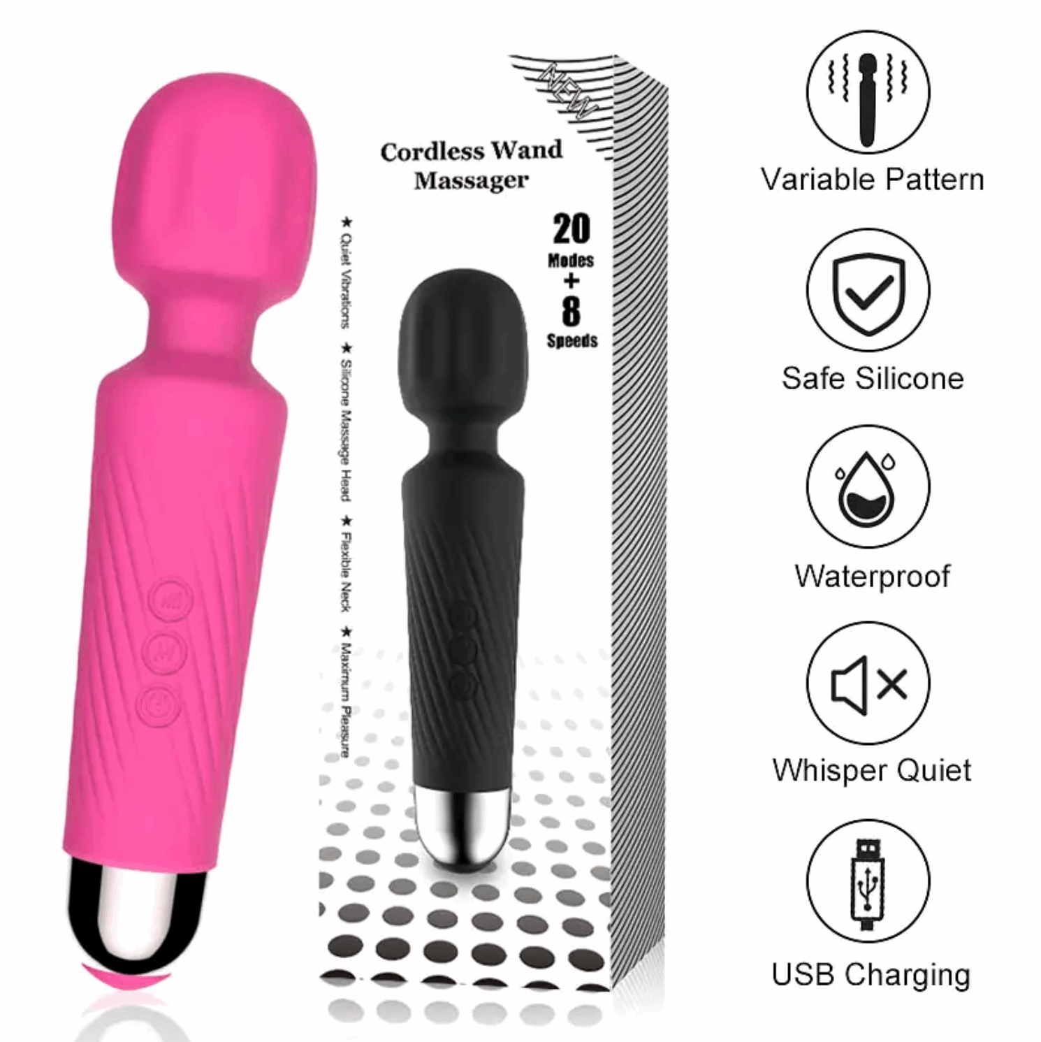 SpiriTouch Portable Handheld Personal Massager for Women Stress Relief with Vibration Waterproof - SpiriTouchMassager-U.S.