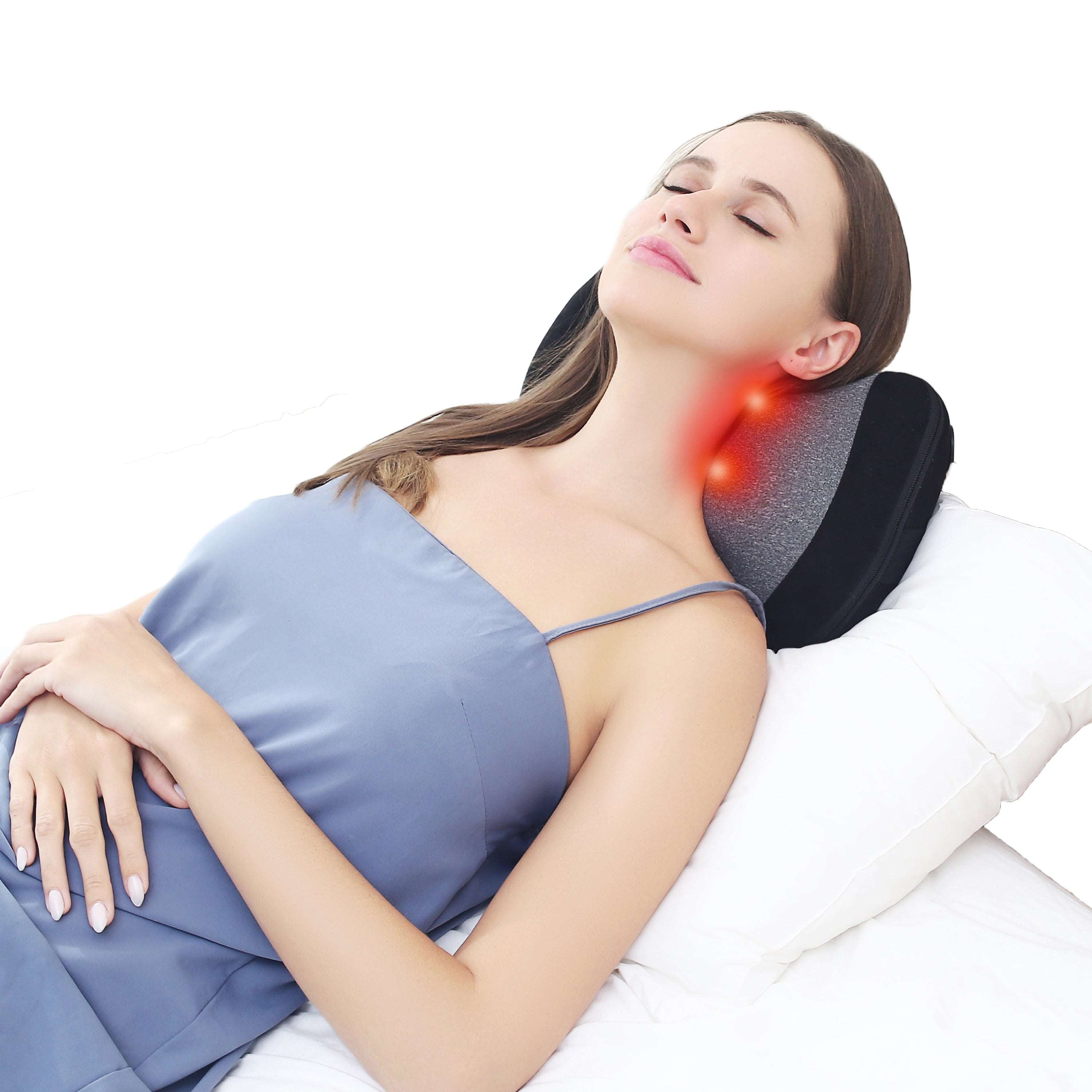 SpiriTouch Neck Massager Pillow - Can be Strapped on Chair - Corded with 1.8m/5.9 feet long cable - SpiriTouchMassager-U.S.