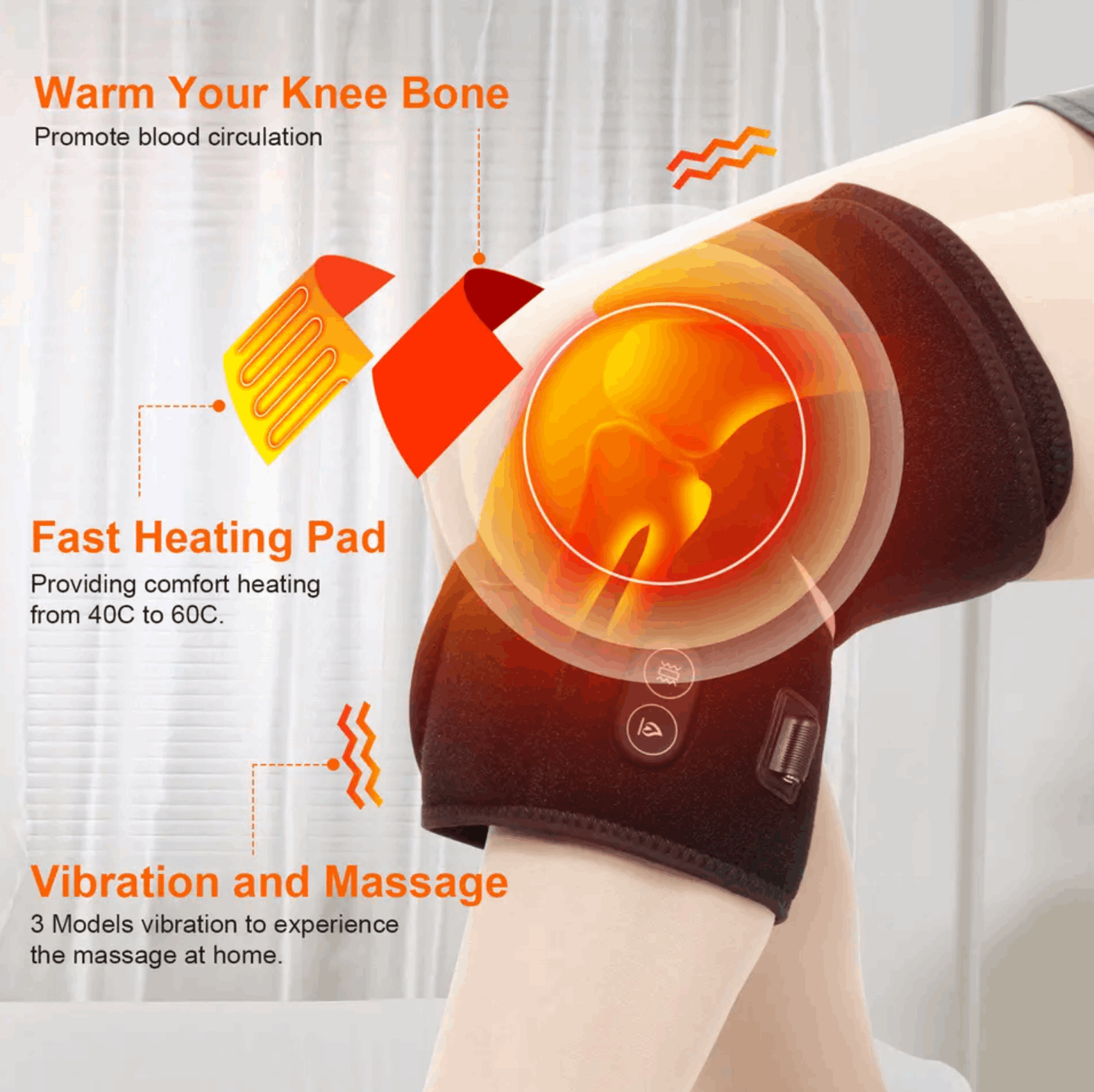 SpiriTouch Heated Knee Brace Wrap for Knee Pain - 2 Packs