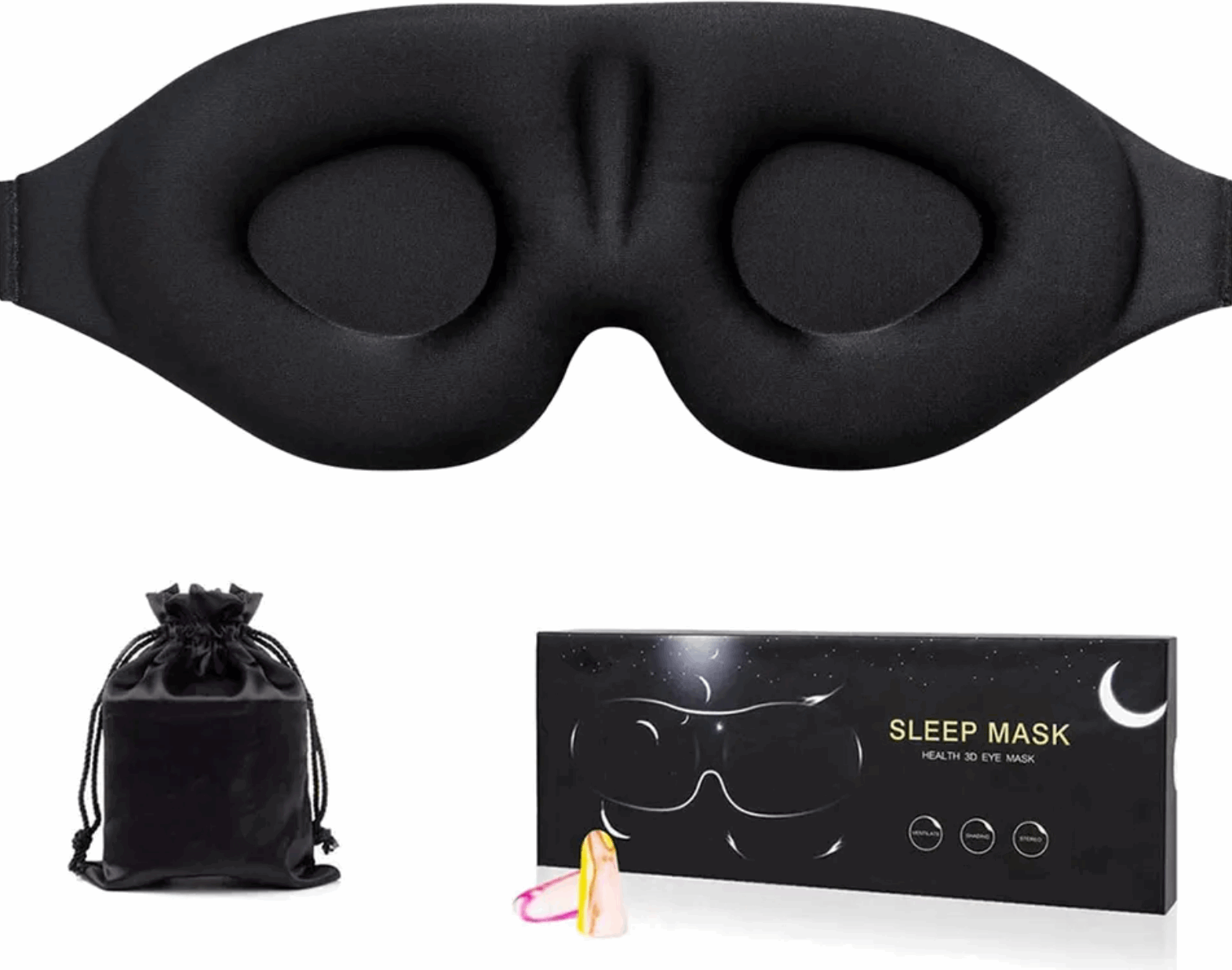 SpiriTouch Sleep Eye Mask Adjustable Strap and Blackout Blindfold for Sleeping